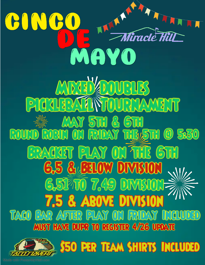 Store - Cinco de Mayo Pickleball Mixed Doubles Combined 7.5 and Higher